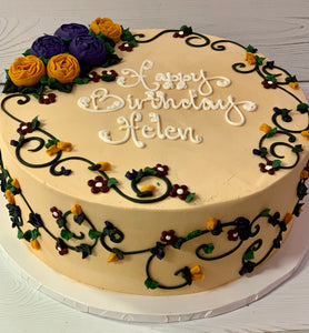 Autumn Roses and Scrolls Cake