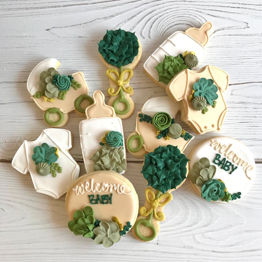 Welcome Baby Succulent Cookie Set