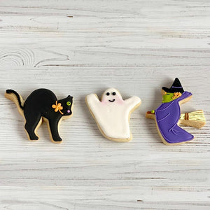 Halloween Witch, Ghost and Black Cat Sugar Cookie Set