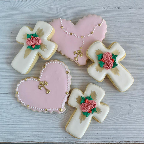 Religious Hearts and Crosses with Gold Accent