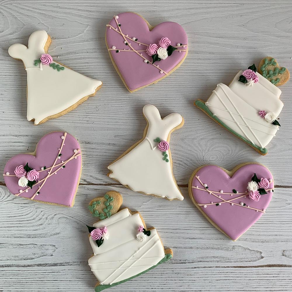 Wedding Dress, Wedding Cake & Heart Sugar Cookie Sets