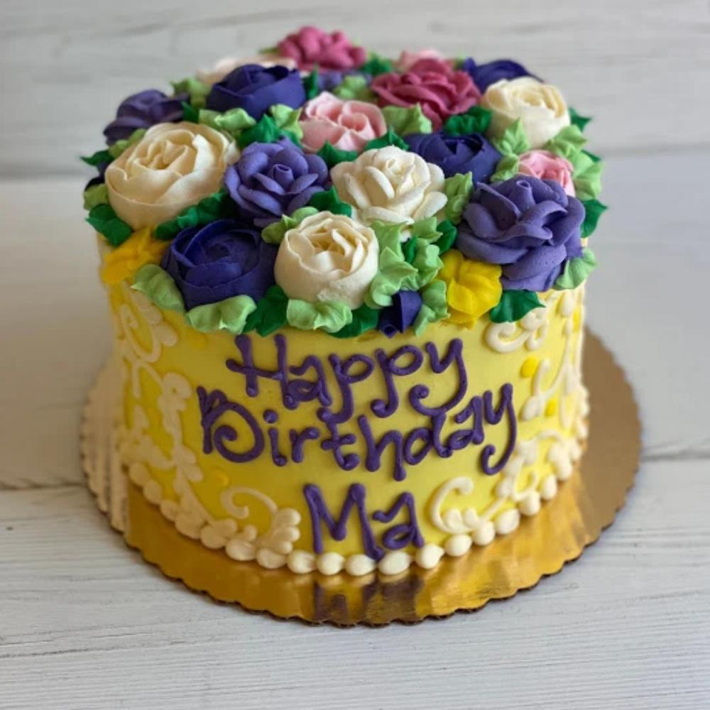 Floral Cake with Scrolls Cake