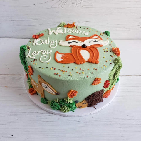 Woodland Baby Animals - Welcome Baby Shower Cake