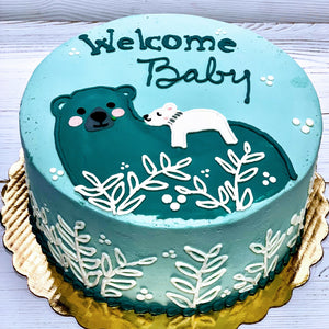 Winter Mama Polar Bear with Baby Cake