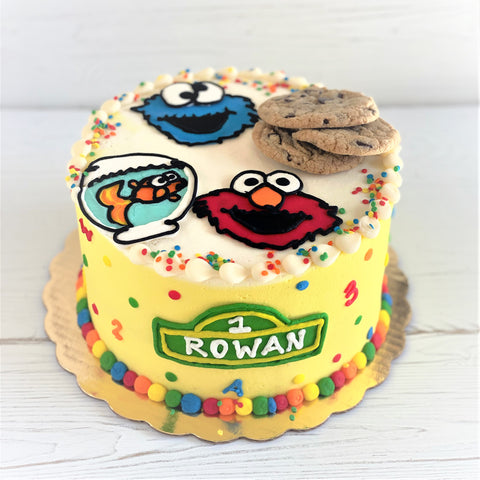 Sesame Street Cake with Cookie Monster, Elmo, and Dorothy the Fish