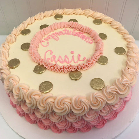 Pink Ombre with Gold Dots Cake