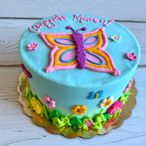 Butterfly and Flowers Cake